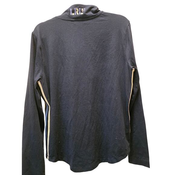 Lauren Ralph Lauren Navy Half-Zip Sporty Pullover Striped Seams Size Large NWT - Picture 3 of 8